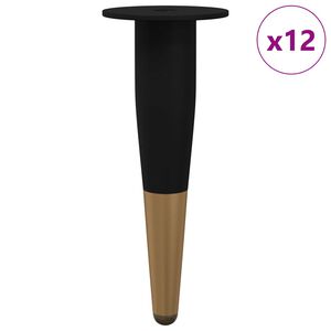 vidaXL N&aacute;bytkov&eacute; nohy 12 pcs Čern&aacute; a zlat&aacute; &Oslash; 40 x 98 mm Železo