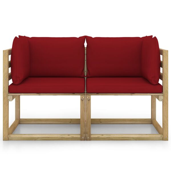 vidaXL Zahradn&iacute; rohov&eacute; pohovky podu&scaron;ky 2 ks zeleně impregnovan&eacute; dřevo