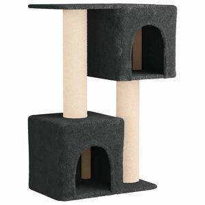 vidaXL Kočič&iacute; strom se &scaron;krabac&iacute;mi sloupky sisal Tmavě &scaron;ed&aacute; 114 cm
