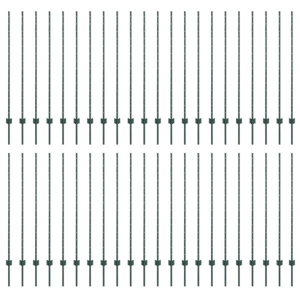 vidaXL Plotové sloupky 44 pcs Zelená 180 cm Ocel