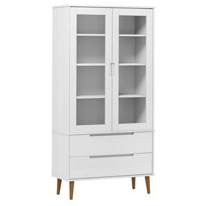 vidaXL Vitr&iacute;na MOLDE b&iacute;l&aacute; 90 x 35 x 175 cm masivn&iacute; borov&eacute; dřevo