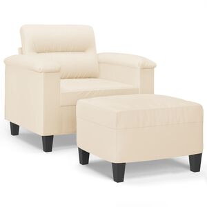 vidaXL Křeslo s podnožkou b&eacute;žov&eacute; 60 cm tkanina z mikrovl&aacute;kna