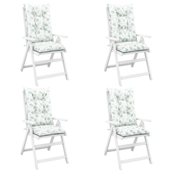 vidaXL Podu&scaron;ky na židli vysok&eacute; opěradlo 4 ks vzor listů 120x50x7 cm