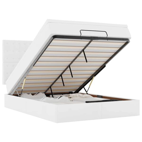 vidaXL Osmansk&yacute; r&aacute;m postele s matrac&iacute; b&iacute;l&yacute; 140x190cm uměl&aacute; kůže