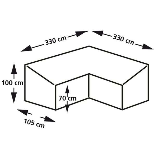 Eurotrail Plachta na zahradn&iacute; n&aacute;bytek ve tvaru L 330x330x100/70cm &scaron;ed&aacute;