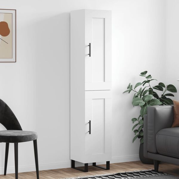 vidaXL Skř&iacute;ň highboard b&iacute;l&aacute; 34,5 x 34 x 180 cm kompozitn&iacute; dřevo