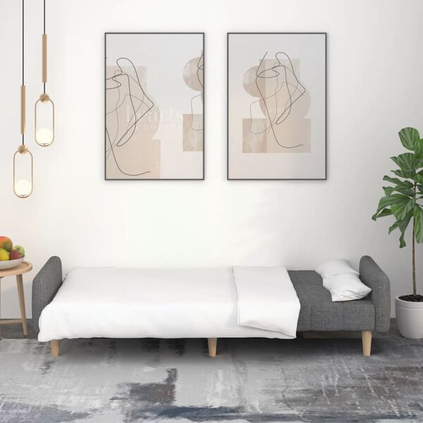 vidaXL 2m&iacute;stn&aacute; rozkl&aacute;dac&iacute; pohovka světle &scaron;ed&aacute; textil