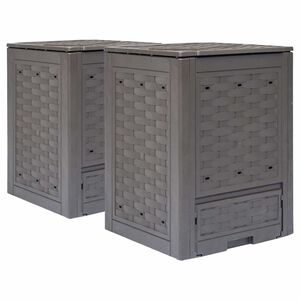 vidaXL Zahradn&iacute; kompost&eacute;ry 2 ks hněd&eacute; 60x60x83 cm 600 l plast ratan