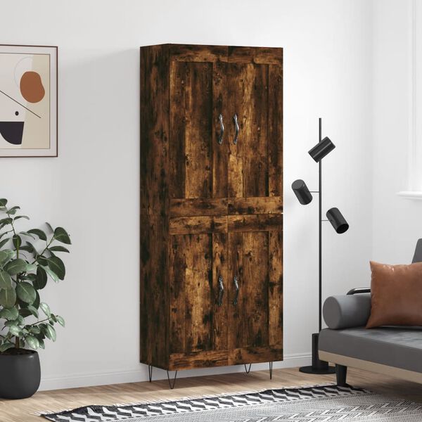 vidaXL Skř&iacute;ň highboard kouřov&yacute; dub 69,5 x 34 x 180 cm kompozitn&iacute; dřevo