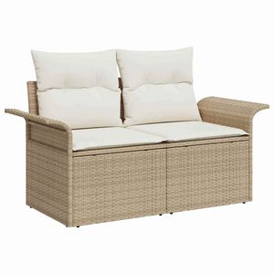 vidaXL Zahradn&iacute; sofa s pol&scaron;t&aacute;řem B&eacute;žov&aacute; 141 x 62 x 69 cm polyratan