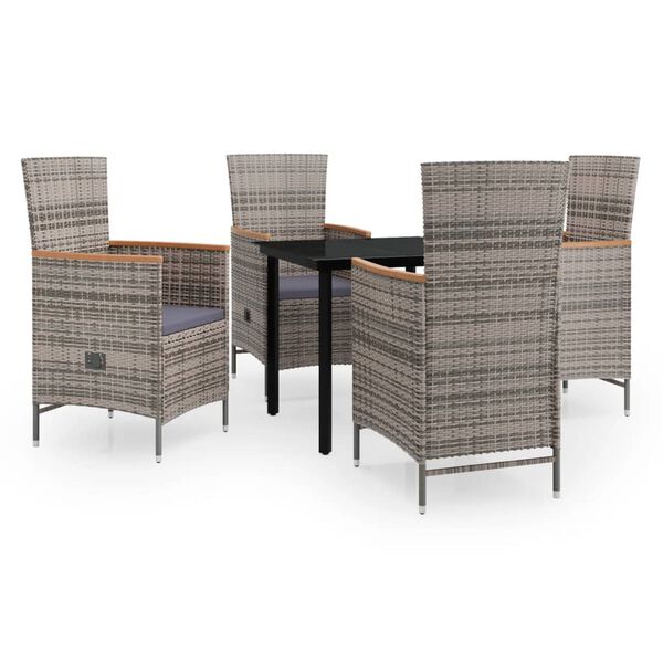 vidaXL 5d&iacute;ln&yacute; zahradn&iacute; j&iacute;deln&iacute; set s podu&scaron;kami &scaron;ed&yacute;