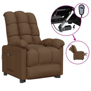 vidaXL Elektrick&eacute; polohovac&iacute; křeslo hněd&eacute; textil