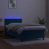 vidaXL Box spring postel s matrac&iacute; a LED tmavě modr&aacute; 80 x 200 cm samet