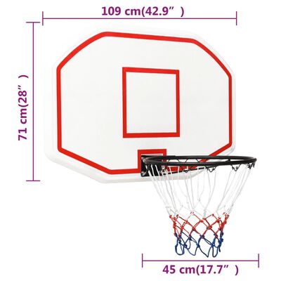 vidaXL Basketbalový koš bílý 109 x 71 x 3 cm polyethylen