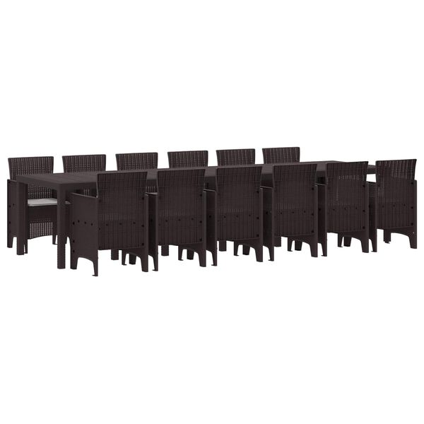 vidaXL Zahradn&iacute; j&iacute;deln&iacute; souprava 13 pcs Hněd&aacute; Ratan Polt