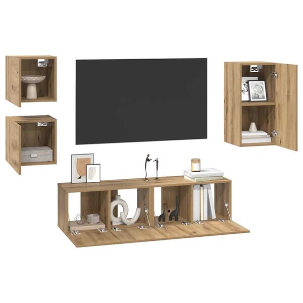 vidaXL Sada skř&iacute;n&iacute; na TV N&aacute;stěnn&yacute; 5 pcs dub artisan 30.5 x 30 x 60 cm