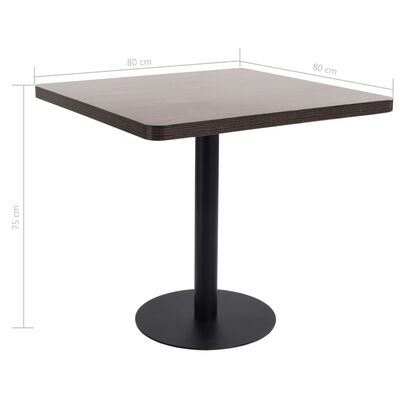 vidaXL Bistro stolek tmavě hnědý 80 x 80 cm MDF