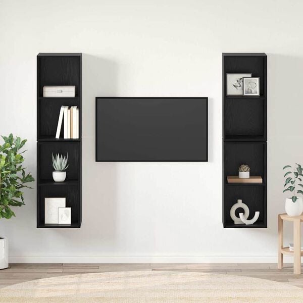 vidaXL Sestava TV skř&iacute;něk N&aacute;stěnn&yacute; 4 pcs Čern&yacute; dub 37 x 37 x 72 cm