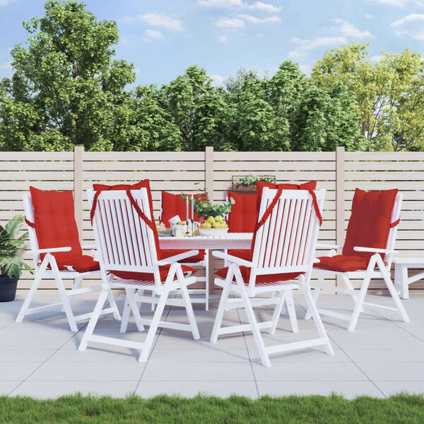 vidaXL Podu&scaron;ky na židli s vysok&yacute;m opěradlem 6 ks červen&eacute; l&aacute;tka oxford