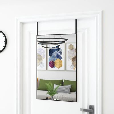 vidaXL Zrcadlo na dveře černé 50 x 80 cm sklo a hliník