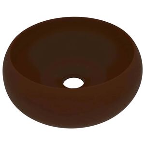 vidaXL Luxusn&iacute; umyvadlo kulat&eacute; matn&eacute; tmavě hněd&eacute; 40 x 15 cm keramick&eacute;