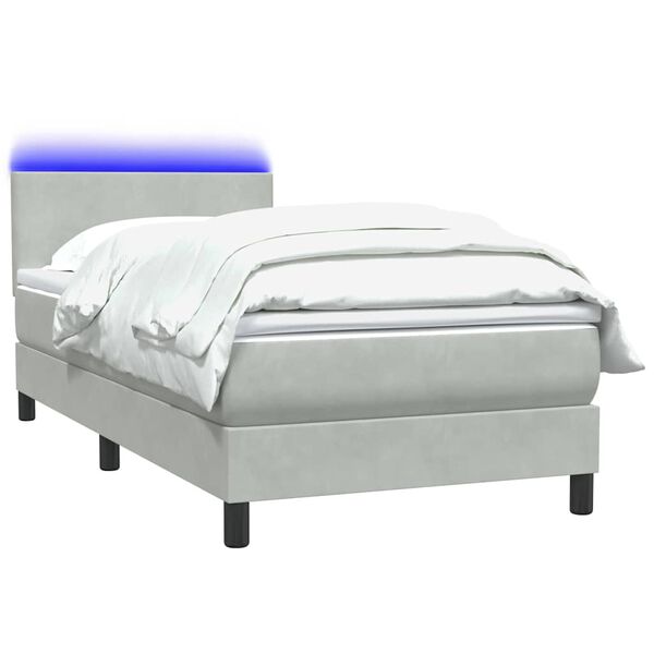 vidaXL Box spring postel s matrac&iacute; a LED světle &scaron;ed&aacute; 80x220 cm samet
