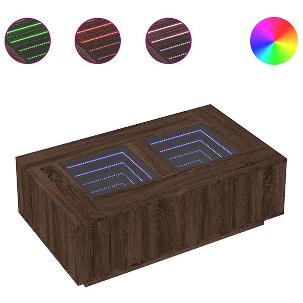 vidaXL Konferenčn&iacute; stolek s Infinity LED hněd&yacute; dub 116 x 69 x 40 cm