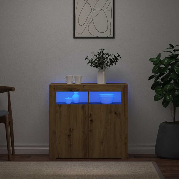 vidaXL Př&iacute;born&iacute;k s LED dub artisan 80 x 35 x 75 cm kompozitn&iacute; dřevo