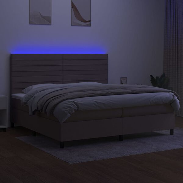 vidaXL Box spring postel s matrací a LED taupe 200x200 cm textil
