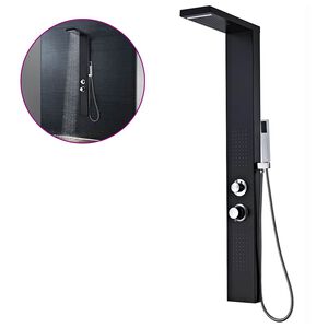 vidaXL Sprchov&yacute; panel set hlin&iacute;kov&yacute; matn&yacute; čern&yacute;