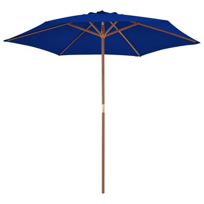 vidaXL Zahradní slunečník s dřevěnou tyčí modrý 270 cm