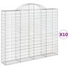 vidaXL Klenut&eacute; gabionov&eacute; ko&scaron;e 10ks 200x30x160/180cm pozinkovan&eacute; železo
