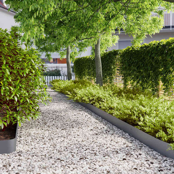 vidaXL Travní lemy 50ks antracitová 15x103cm ocel válcovaná za studena