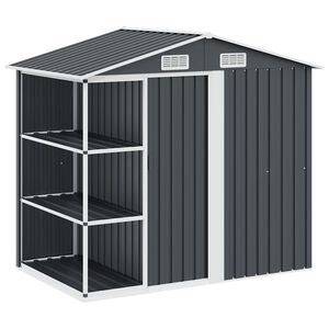 vidaXL Zahradn&iacute; domek s reg&aacute;lem antracitov&yacute; 205 x 130 x 183 cm železo