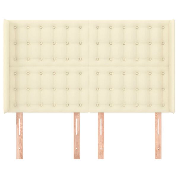 vidaXL Čelo postele typu u&scaron;&aacute;k kr&eacute;mov&eacute; 147x16x118/128 cm uměl&aacute; kůže