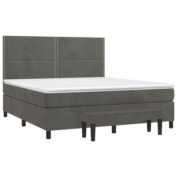 vidaXL Box spring postel s matrac&iacute; tmavě &scaron;ed&aacute; 160x200 cm samet
