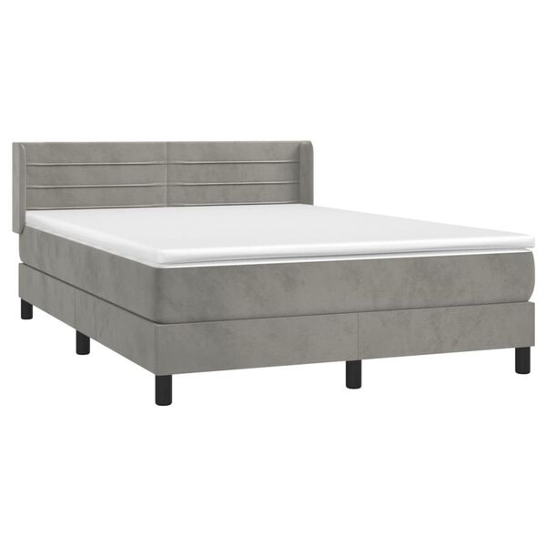 vidaXL Box spring postel s matrac&iacute; světle &scaron;ed&aacute; 140x190 cm samet