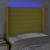 vidaXL Čelo postele s LED zelen&eacute; 93 x 16 x 118/128 cm textil