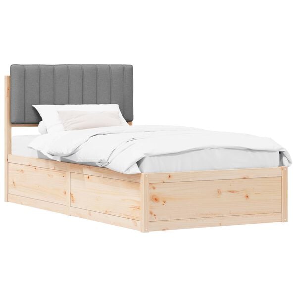 vidaXL R&aacute;m postele s čalouněn&yacute;m čelem s čelo Světle &scaron;ed&aacute; 100 x 200 cm