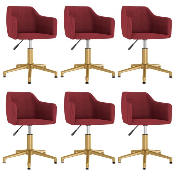 vidaXL Otočn&eacute; j&iacute;deln&iacute; židle 6 ks v&iacute;nov&eacute; samet