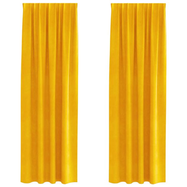 vidaXL Zatemňovac&iacute; z&aacute;věsy 2 pcs Hořčicově žlut&aacute; 140 x 260 cm samet