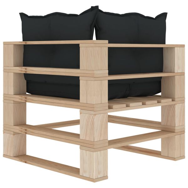 vidaXL Zahradn&iacute; rohov&aacute; pohovka z palet s antracitov&yacute;mi podu&scaron;kami dřevo