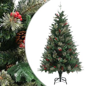 vidaXL V&aacute;nočn&iacute; stromek se &scaron;i&scaron;kami zelen&yacute; 150 cm PVC a PE