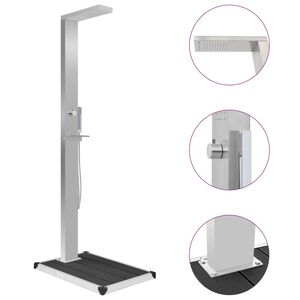 vidaXL Zahradn&iacute; sprcha s vaničkou WPC nerezov&aacute; ocel