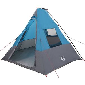 vidaXL Tipi stan se střechou s &uacute;loži&scaron;těm Modr&aacute; 383 x 338 x 217 cm taft