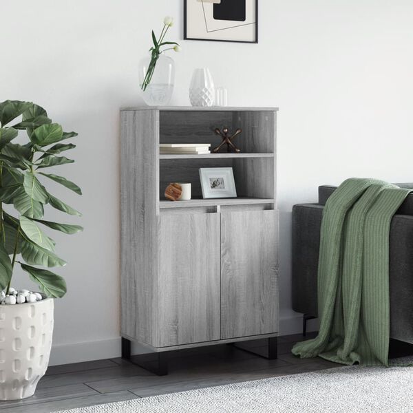 vidaXL Skř&iacute;ň highboard &scaron;ed&aacute; sonoma 60 x 36 x 110 cm kompozitn&iacute; dřevo