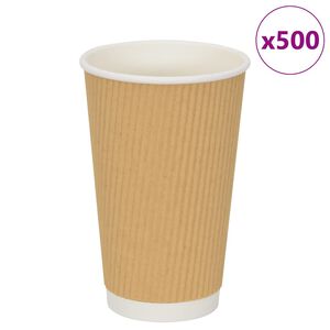 vidaXL Pap&iacute;rov&eacute; kel&iacute;mky na k&aacute;vu 500 pcs 16oz 400ml hněd&eacute;