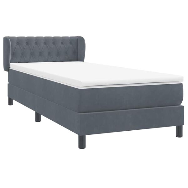 vidaXL Box spring postel s matrac&iacute; tmavě &scaron;ed&aacute; 80x220 cm samet