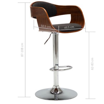 vidaXL Barová židle šedá ohýbané dřevo a textil