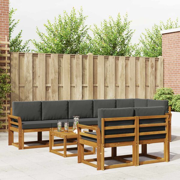 vidaXL Venkovn&iacute; pohovkov&aacute; souprava 9 pcs Přirozen&aacute; a Anthracitov&aacute;